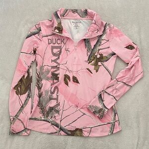 Duck Dynasty Girl’s XL Pink Camo Quarter Zip tech Shirt